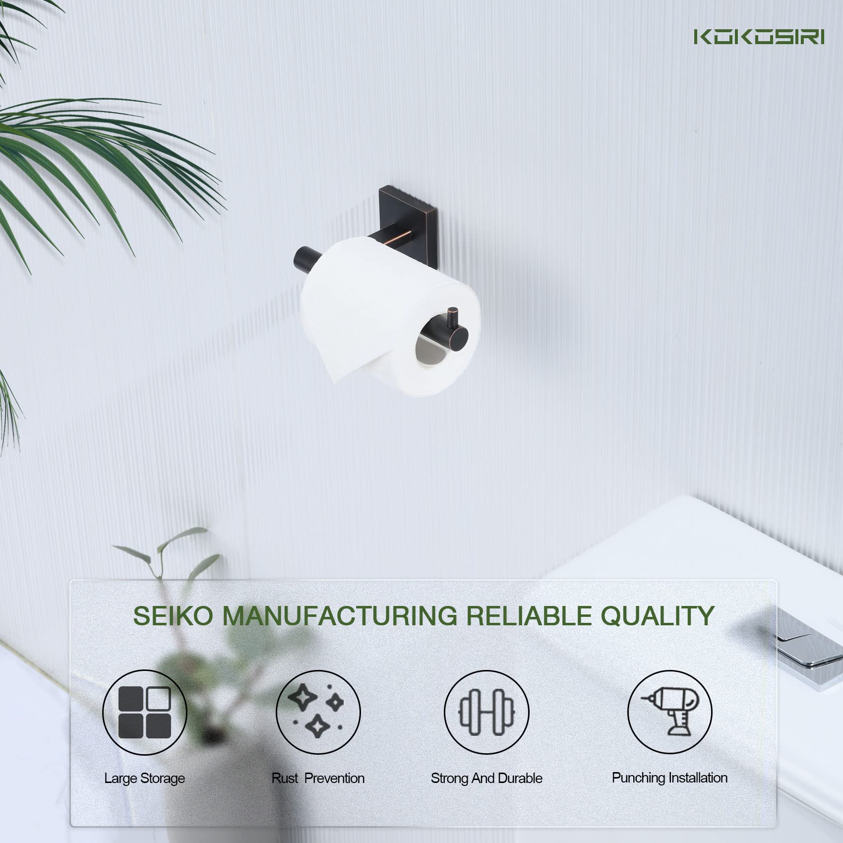 Kokosiri Toilet Paper Holder Oil Rubbed Bronze Toilet Roll Holder Hold Mega Rolls Kitchen Bathroom Tissue Paper Dispenser Stainl